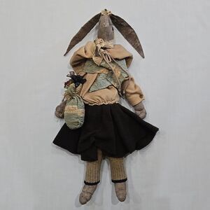 Primitive Rustic Rabbit Bunny Doll Handmade Hand Crafted Handcrafted Easter